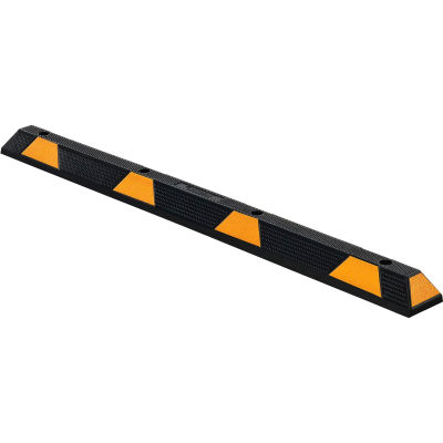 Global Industrial™ Bloc de stationnement / trottoir en caoutchouc, 72 « L, noir avec bandes jaunes