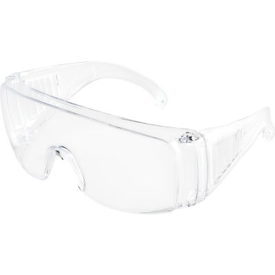 Global Industrial OTG Visitor Safety Glasses, Clear Frame, 1 Each - Pkg Qty 12