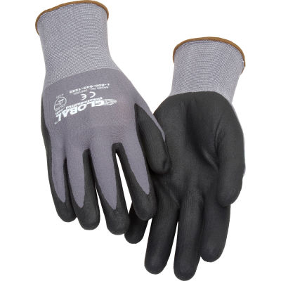 Industrial™ global Micro-mousse Nitrile enduits gants en Nylon, calibre 15, grand, 1 paire - Qté par paquet : 12