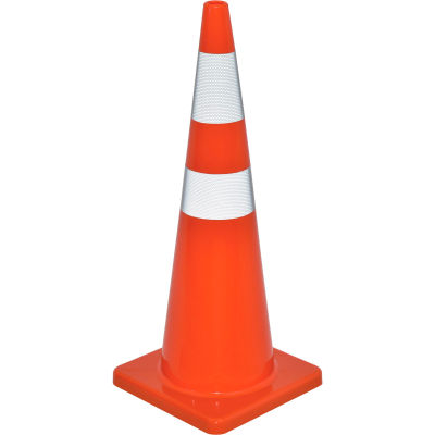Global Industrial 36" Traffic Cone, Reflective, Solid Orange Base, 10 lbs.
