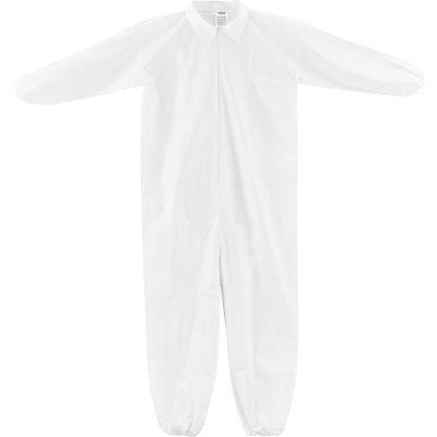 Global Industrial™ Disposable Microporous Coverall, Elastic Wrists/Ankles, WHT, XL, 25/Case