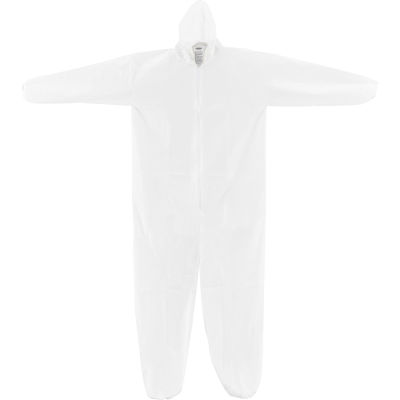 Global Industrial™ Disposable Microporous Coverall Elastic Wrists/Ankles &  Hood WHT Med 25/Case
