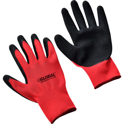 Global Industrial™ Crinkle Latex Enduit Gants enduits de latex, rouge/noir, petit, 1 paires - Qté par paquet : 12