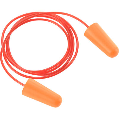 Global Industrial™ Bullet Earplugs, Tapered, Corded, NRR 32 dB, 100 Pairs/Box