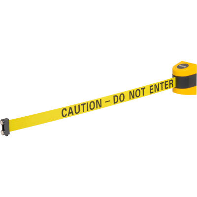 Global Industrial™ Magnetic Retractable Belt Barrier, Yellow Case W/15' Yellow "Caution" Belt