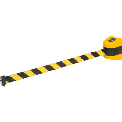 Global Industrial™ Magnetic Retractable Belt Barrier, Black Case W/30' Ceinture Noire/Jaune