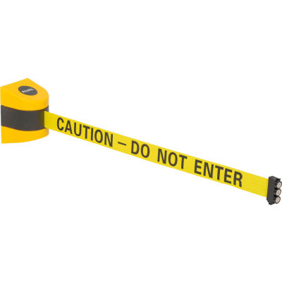 Global Industrial™ Magnetic Retractable Belt Barrier, Yellow Case W/30' Yellow "Caution" Belt