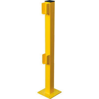 Global Industrial™ Steel Lift-Out Guard Rail End Post, Double-Rail, 42"H, Jaune