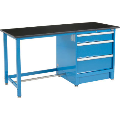 Global Industrial™ 72"Wx30"D Modular Workbench avec 3 tiroirs, Phenolic Resin Safety Edge, Bleu
