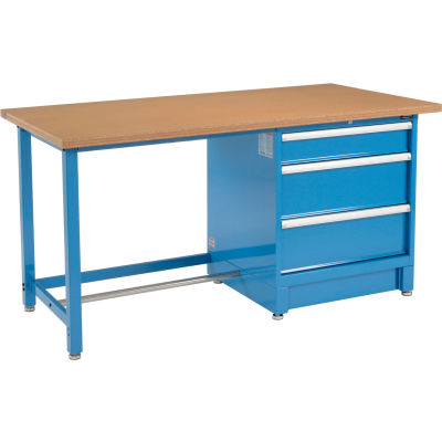 Global Industrial™ 72"W x 30"D Modular Workbench avec 3 tiroirs - Bord de la place de Top Shop - Bleu