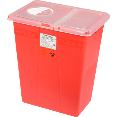 Oakridge Products 8 Gallon Sharps Container w/ Split Rotor Lid, Red ...