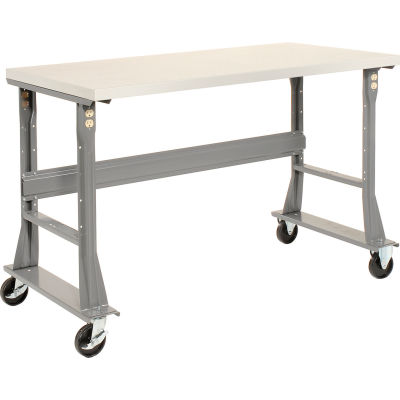 Global Industrial™ 60 x 30 Mobile Fixed Height Flared Leg Workbench - ESD Square Edge Gris