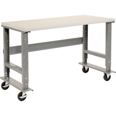 Global Industrial™ Mobile Workbench, 48 x 30 », Hauteur réglable, Bord carré stratifié