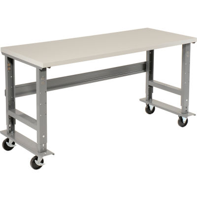 Global Industrial™ 72x30 Mobile Ajustable Height C-Channel Leg Workbench - Bord carré ESD