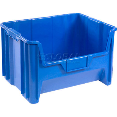 Bac à trémie en plastique industriel™ Global, 19-7/8 po L x 15-1/4 po L x 12-7/16 po H, bleu - Qté par paquet : 3