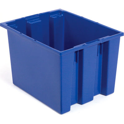 Global Industrial Stack and Nest Storage Container SNT240 No Lid 23-1/2 x 15-1/2 x 12, Blue - Pkg Qty 3