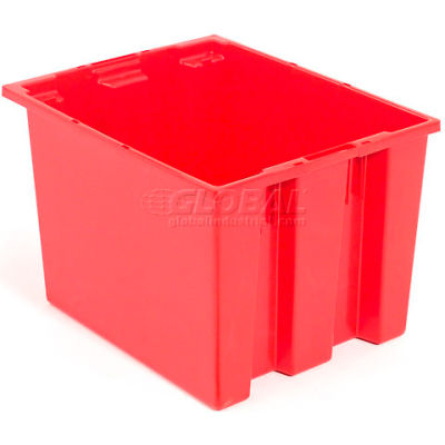 Global Industrial™ Stack and Nest Storage Container SNT195 No Lid 19-1/2 x 15-1/2 x 13, Red - Pkg Qty 6