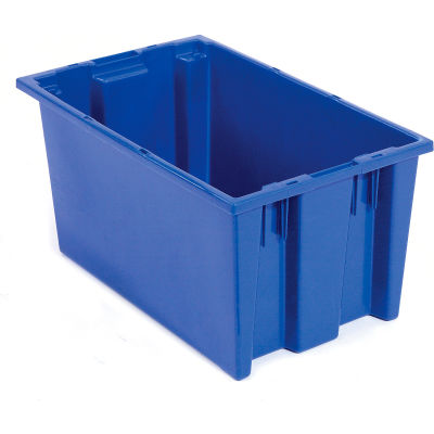 Global Industrial Stack and Nest Storage Container SNT185 No Lid 18 x 11 x 9, Blue - Pkg Qty 6