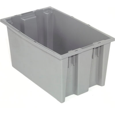 Global Industrial Stack and Nest Storage Container SNT180 No Lid 18 x 11 x 6, Gray - Pkg Qty 6