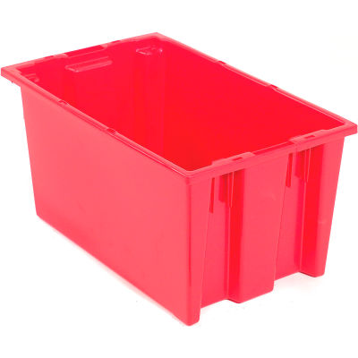 Akro-Mils Nest & Stack Tote 35180 - 18"L x 11"W x 6"H, Red - Pkg Qty 6