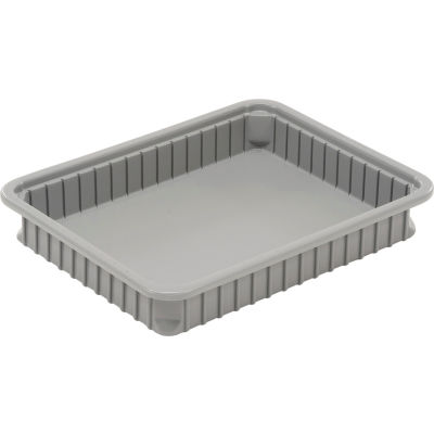 Dandux Dividable Stackable Plastic Box 50P0114034 -  22-1/2"L x 17-1/2"W x 3-1/2"H, Gray