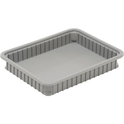 Dandux Dividable Stackable Plastic Box 50P0114034 - 22-1/2"L x 17-1/2"W x 3-1/2"H, Gray