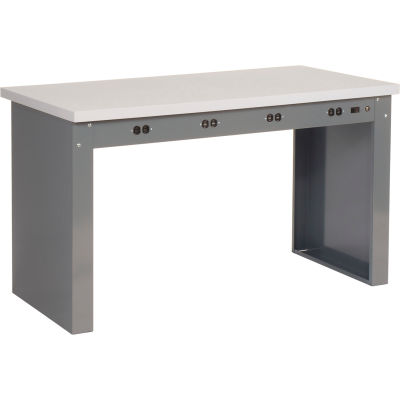 Global Industrial™ Extra Long Panel Leg Workbench, 96 x 30 », prises de courant, bord carré stratifié