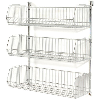 Wall Mount Basket Kit 48"W x 20"D x 12"H (3 Basket) Chrome