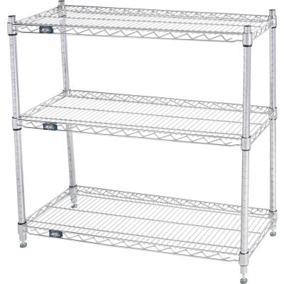 Nexel® 48"W x 14"D x 34"H (3) Shelf Media Stand - Chrome