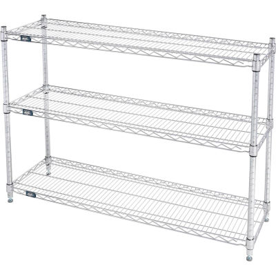 Nexel® Chrome, 3 niveaux, unité de démarrage d’étagères à fil, 48 « L x 14 « P x 34 » H