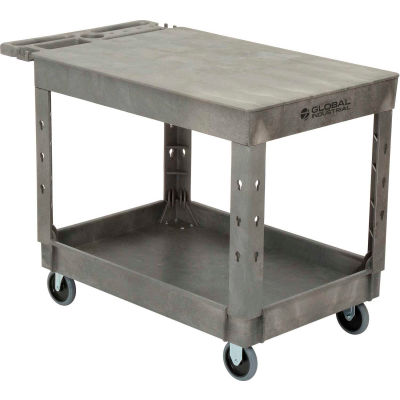 Global Industrial™ Flat Top Utility Cart w / 2 étagères, 44 « L x 25-1 / 2 « W x 32-1 / 2 « H, Gris