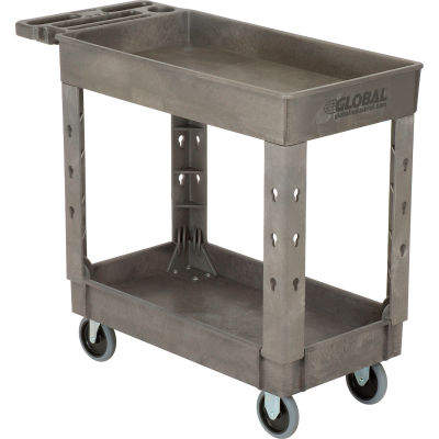 Global Industrial Utility Cart w/2 Shelves, 500 lb. Cap, 38"L x 17-1/2"W x 32-1/2"H, Gray