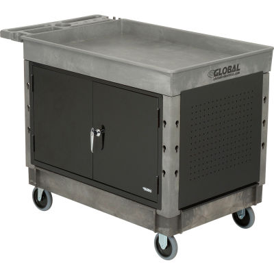 Global Industrial Extra Strength Plastic 2 Tray Shelf Maintenance Cart 44x25-1/2 5" Caster