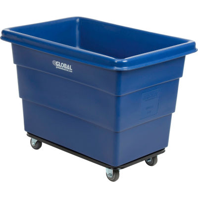 Global Industrial™ Plastic Bulk Box Truck, 8 Bushel, Steel Chassis Base, Blue