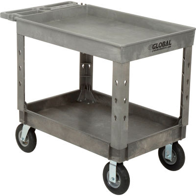 plastic service shelf cart tray strength wheels industrial extra global globalindustrial utility carts rollover zoom