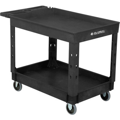 Global Industrial Utility Cart w/2 Shelves & 5" Casters, 44"L x 25-1/2"W x 32-1/2"H, Black