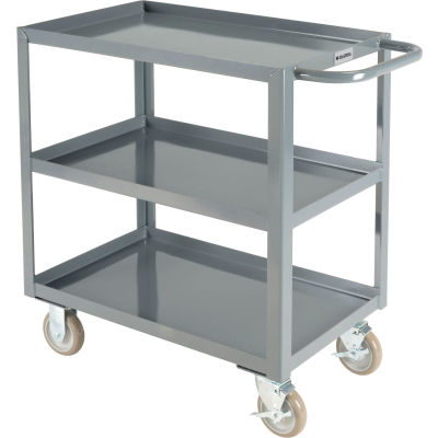 Chariot utilitaire industriel™ mondial en acier avec 3 étagères à plateau, 1200 lb. Capacité, 30"L x 18"L x 35"H