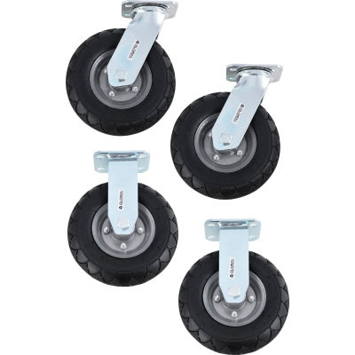 Global Industrial™ Kit de roulette pneumatique de 8 pouces pour camion en vrac en plastique 12-20BU, 2 pivotants / 2 rigides