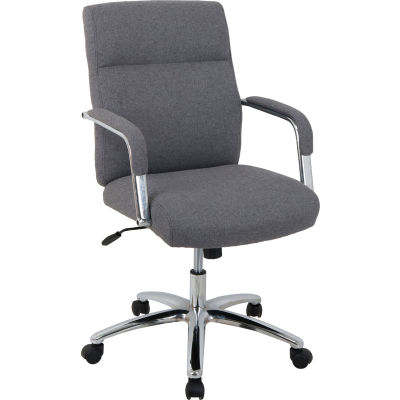 Chaise de bureau ® Interion avec le dos élevé et les bras fixes, tissu, gris