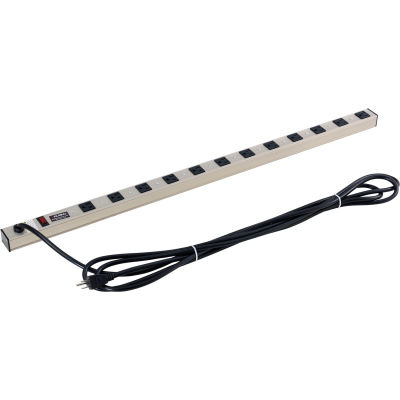 Global Industrial™ Surge Protected Power Strip, 12 points de vente, 15A, 1500 Joules, 15' Cord