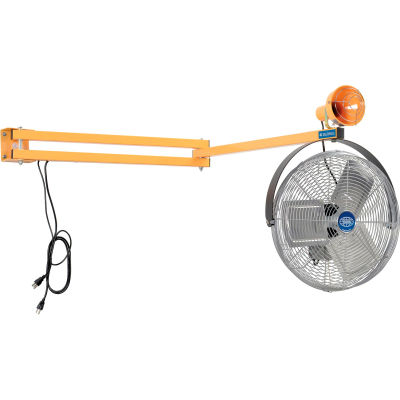 Global Industrial™ Double Arm Dock Light w / 18 « 3-Speed Fan, 60 » Reach, Par38 Bulb Compatible
