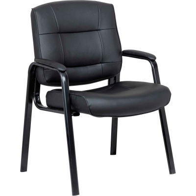 Interion® Antimicrobial Leather Guest Chair, Black