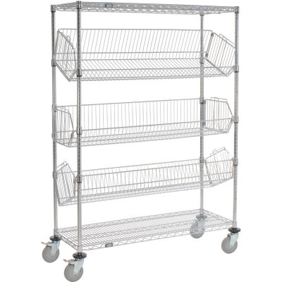Adjustable Mobile Wire Bin Rack - 36"W x 24"D x 69"H