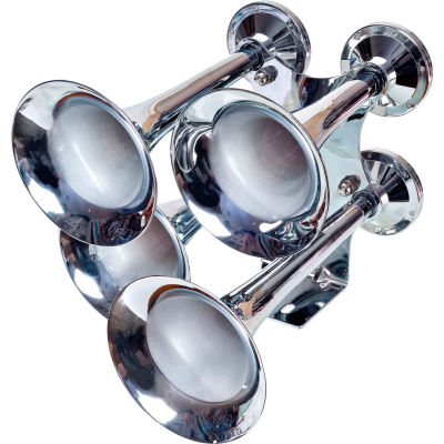 Wolo® Train Horn Four Trumpet Metal Chrome Plaqué avec solénoïde de 24 volts - 878