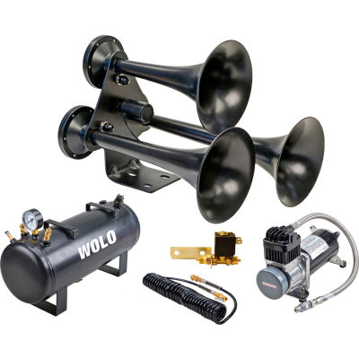Wolo® Three Trumpet Train Horn Paint Black With On-Board Air System - 887-858