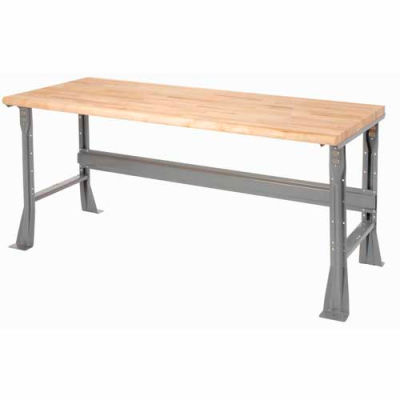 Global Industrial 60 x 30 x 34 Fixed Height Workbench Flared Leg - Maple Safety Edge - Gray