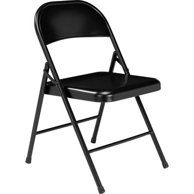 Chaise pliante Interion®, acier, noir - Qté par paquet : 4