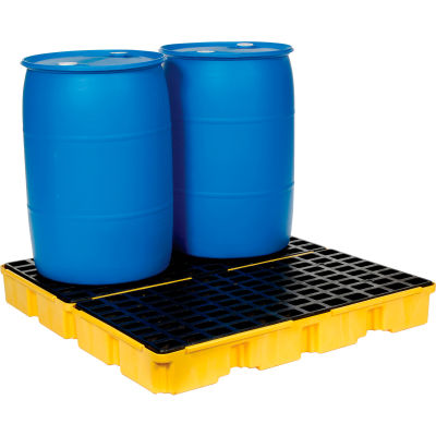 Eagle 1634 4 Drum Spill Containment Modular Platform - 2 Piece - Yellow with No Drain