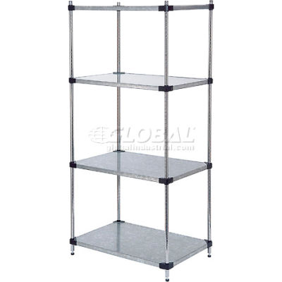 Nexel® 4 Shelf, Galvanized Steel Solid Shelving Unit, Starter, 72"W x 18"D x 54"H
