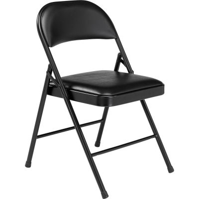 Chaise pliante Interion®, vinyle, noir - Qté par paquet : 4